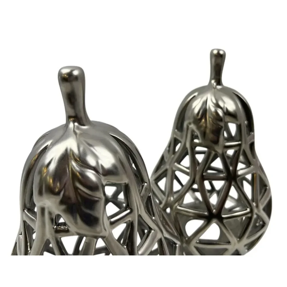 Pottery Barn Metalwork Pears Decorative Fruit Decor Matte Nickel Cutout 9”